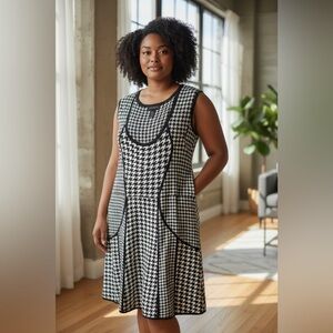 Lane Bryant Black and White Patterned Midi Dress
